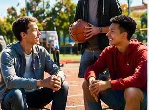 Young people laughing together outdoors