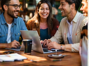 Young adults connecting around a table